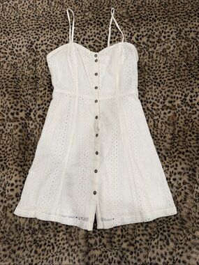 White Eyelet Button-Front Dress